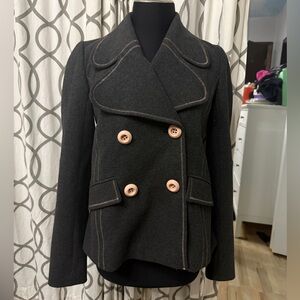 Anthropologie Charcoal Double-Breasted Blazer